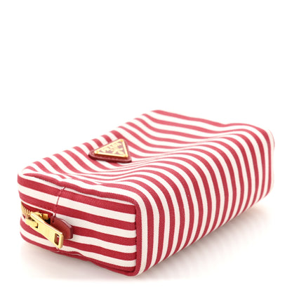 Prada Canvas Stripe Pouch Rosso White 4 of 10