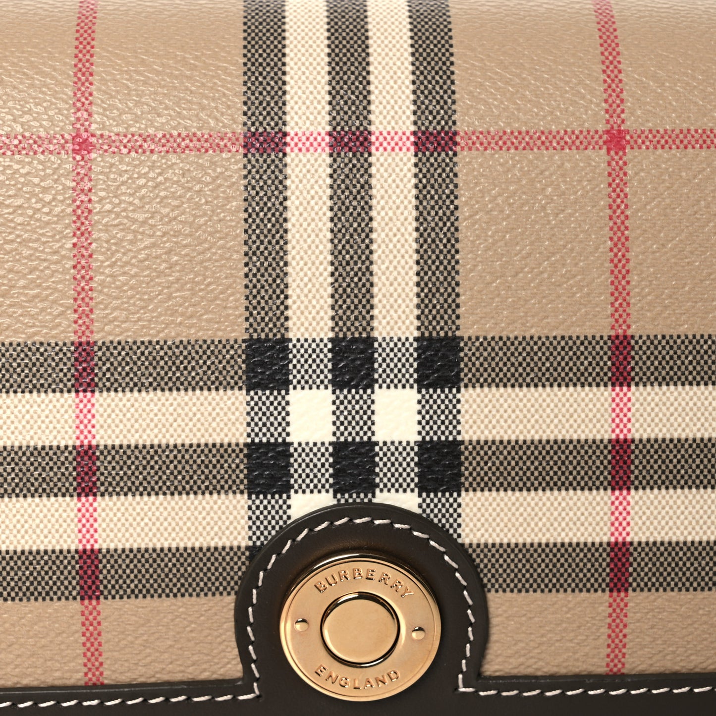 Coated Canvas Calfskin Vintage Check Small Note Crossbody Bag Military