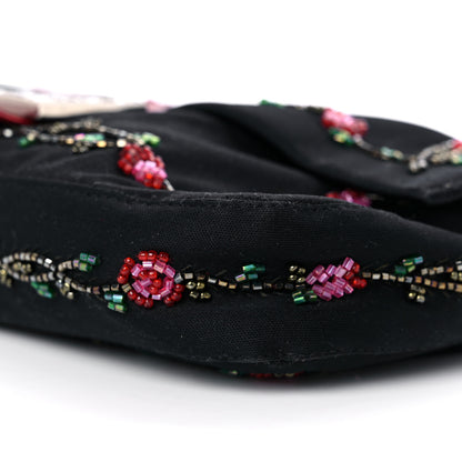 Fendi Satin Lizard Beaded Baguette Black 8 of 12