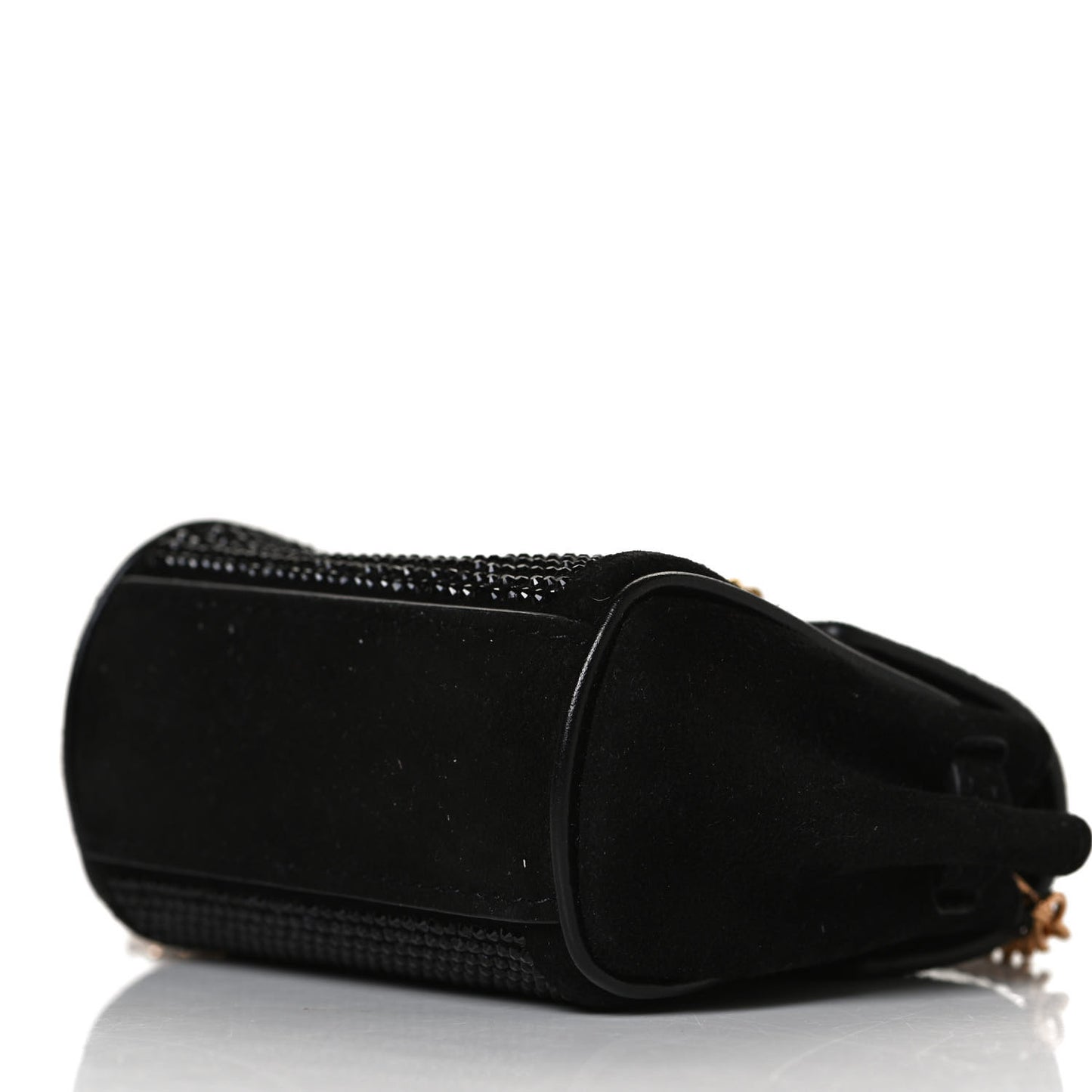 Suede Crystal Studded Micro La Medusa Bag Black