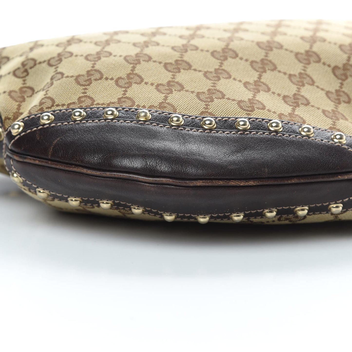 Monogram Web Studded Pelham Shoulder Bag Dark Brown