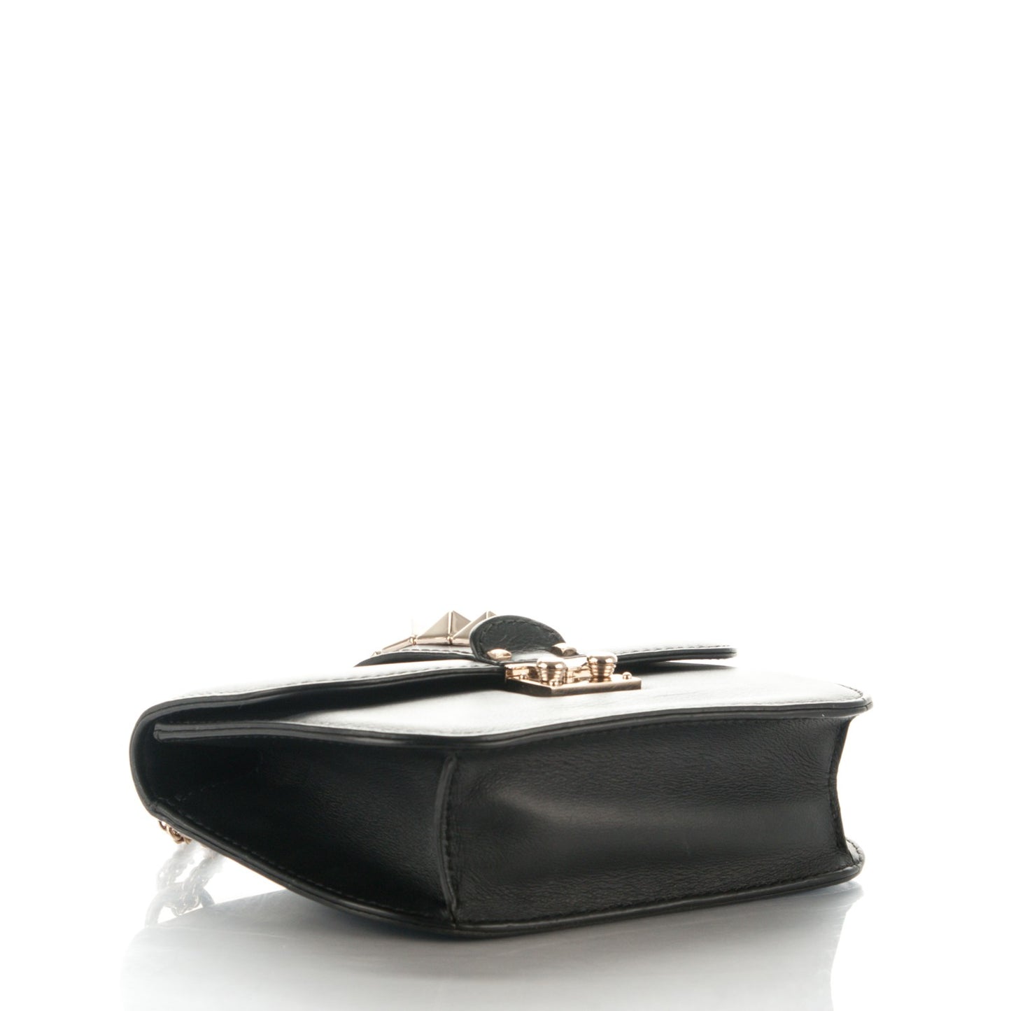 Vitello Small Glam Lock Rockstud Flap Black