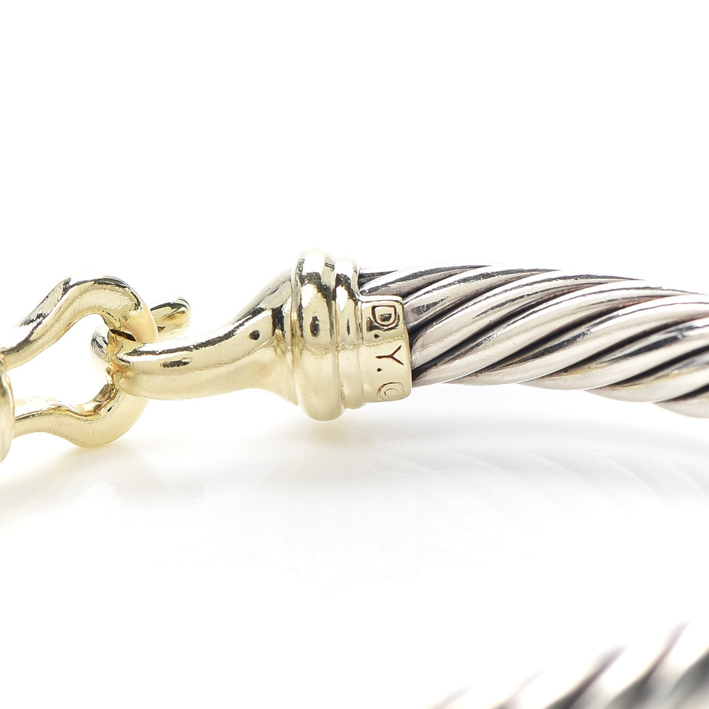 Sterling Silver 14K Yellow Gold 7mm Cable Classic Buckle Bracelet
