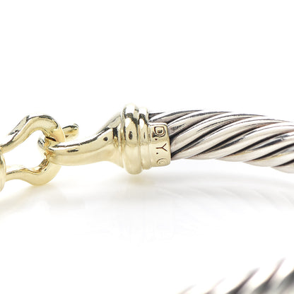 David Yurman Sterling Silver 14K Yellow Gold 7mm Cable Classic Buckle Bracelet 5 of 5