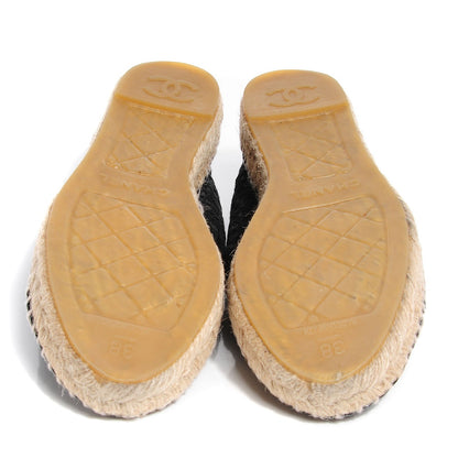 Chanel Lace Patent CC Espadrilles 38 Black 5 of 9