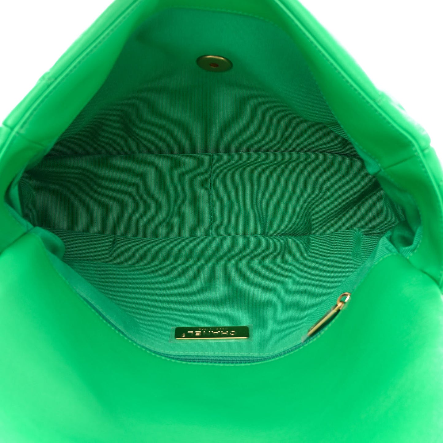 Goatskin Quilted Large Chanel 19 Flap Green