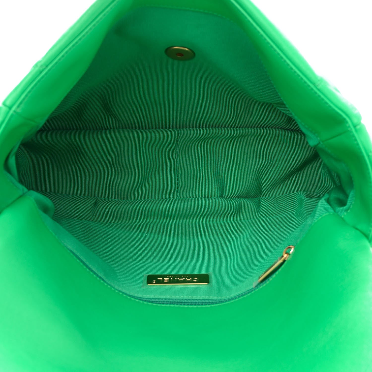 Chanel Goatskin Quilted Large Chanel 19 Flap Green 5 of 10