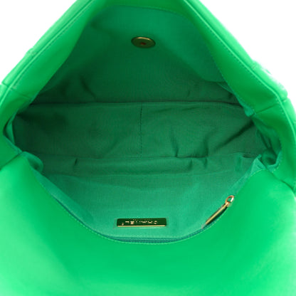 Chanel Goatskin Quilted Large Chanel 19 Flap Green 5 of 10