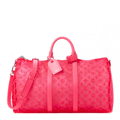 Louis Vuitton Monogram Fluo See Through Keepall Bandouliere 50 Rose 1 of 12