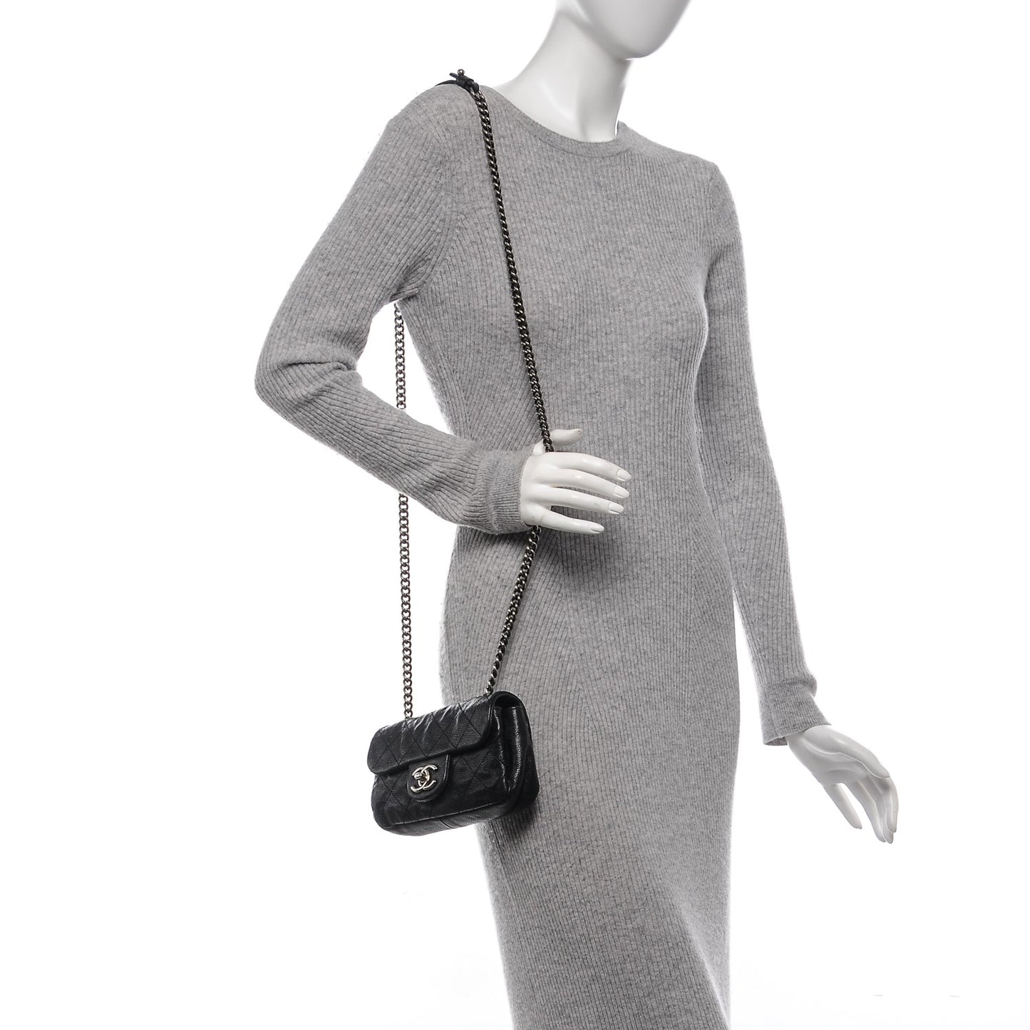 Caviar Quilted Mini Simply CC Flap Black