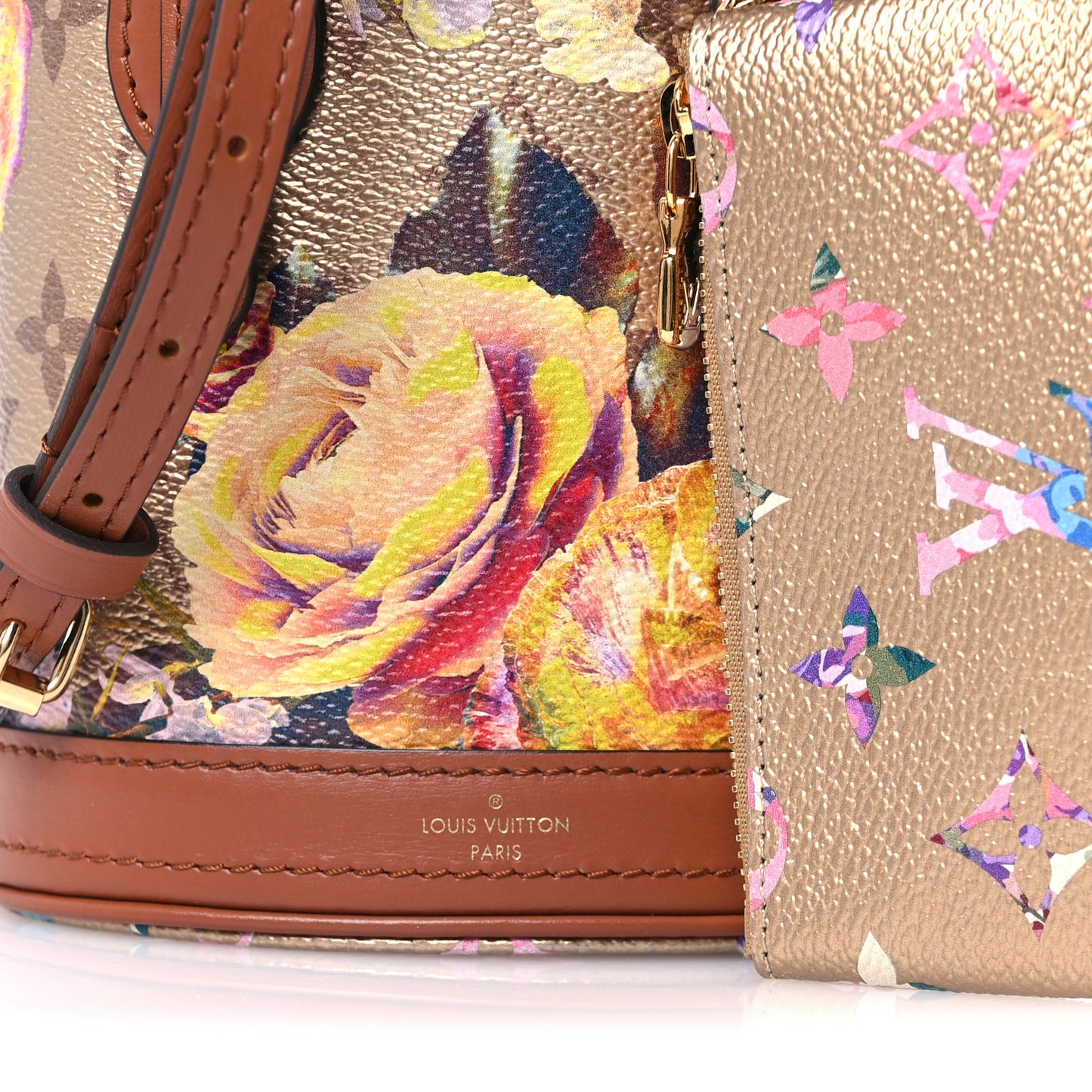 Metallic Monogram LV Garden Nano Bucket Bag Gold