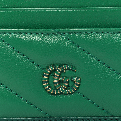 Gucci Azalea Calfskin Enamel Matelasse Diagonal Torchon GG Marmont Card Holder New Shamarock Emerald 7 of 7