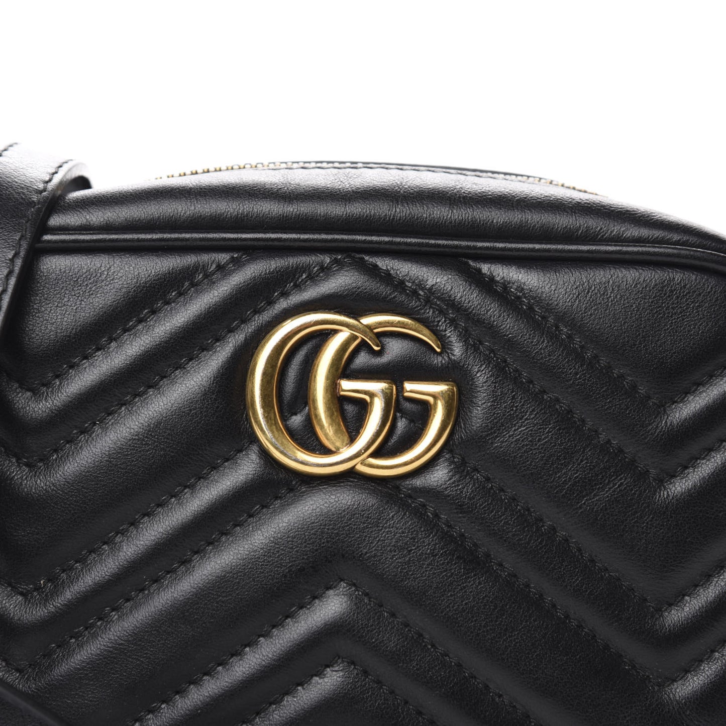 Calfskin Matelasse Mini GG Marmont Chain Shoulder Bag Black
