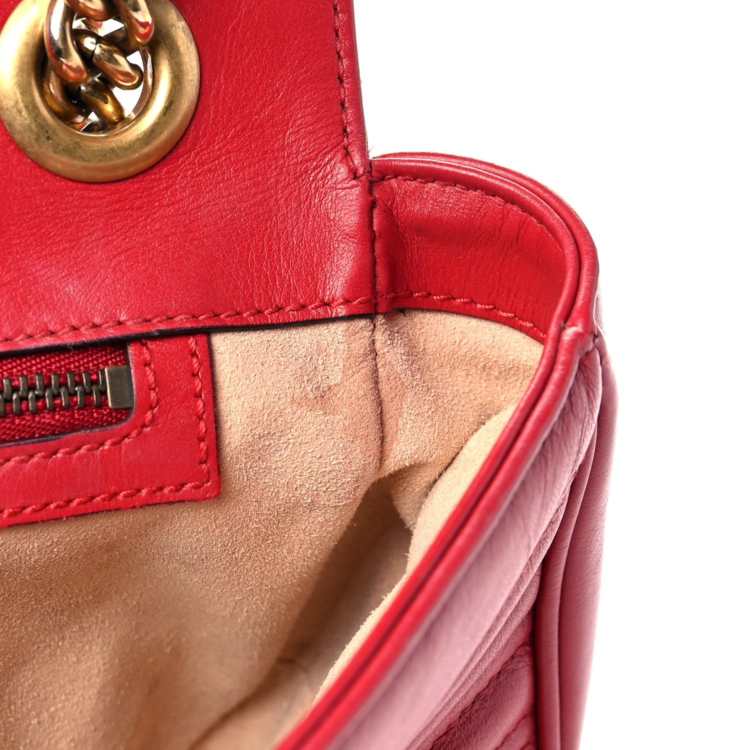 Gucci Calfskin Matelasse Small GG Marmont Shoulder Bag Hibiscus Red 14 of 20