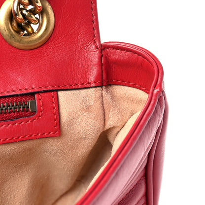Gucci Calfskin Matelasse Small GG Marmont Shoulder Bag Hibiscus Red 14 of 20