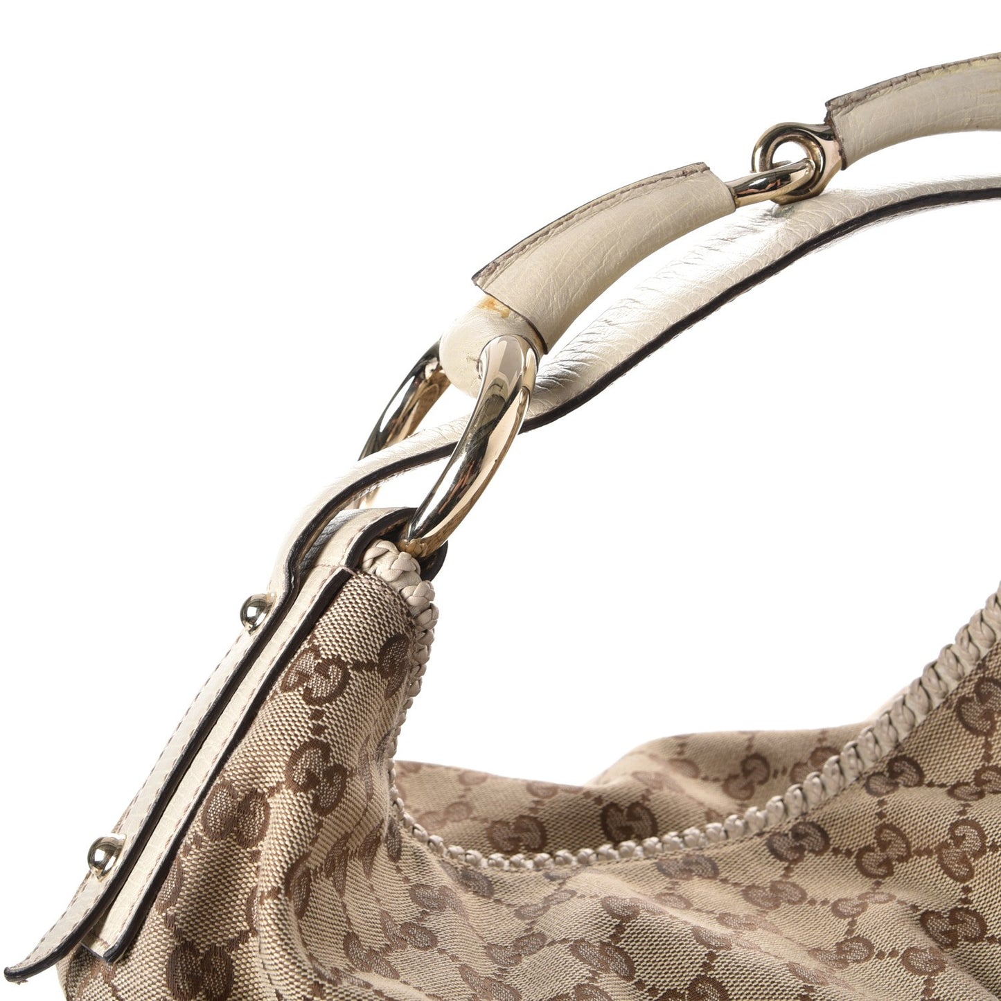 Monogram Large Horsebit Chain Hobo Off White