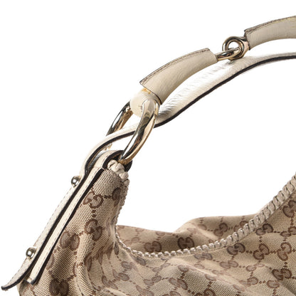 Gucci Monogram Large Horsebit Chain Hobo Off White 11 of 16