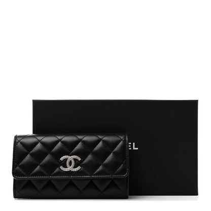 Chanel Lambskin Quilted Crystal CC Medium Flap Wallet Black 9 of 9