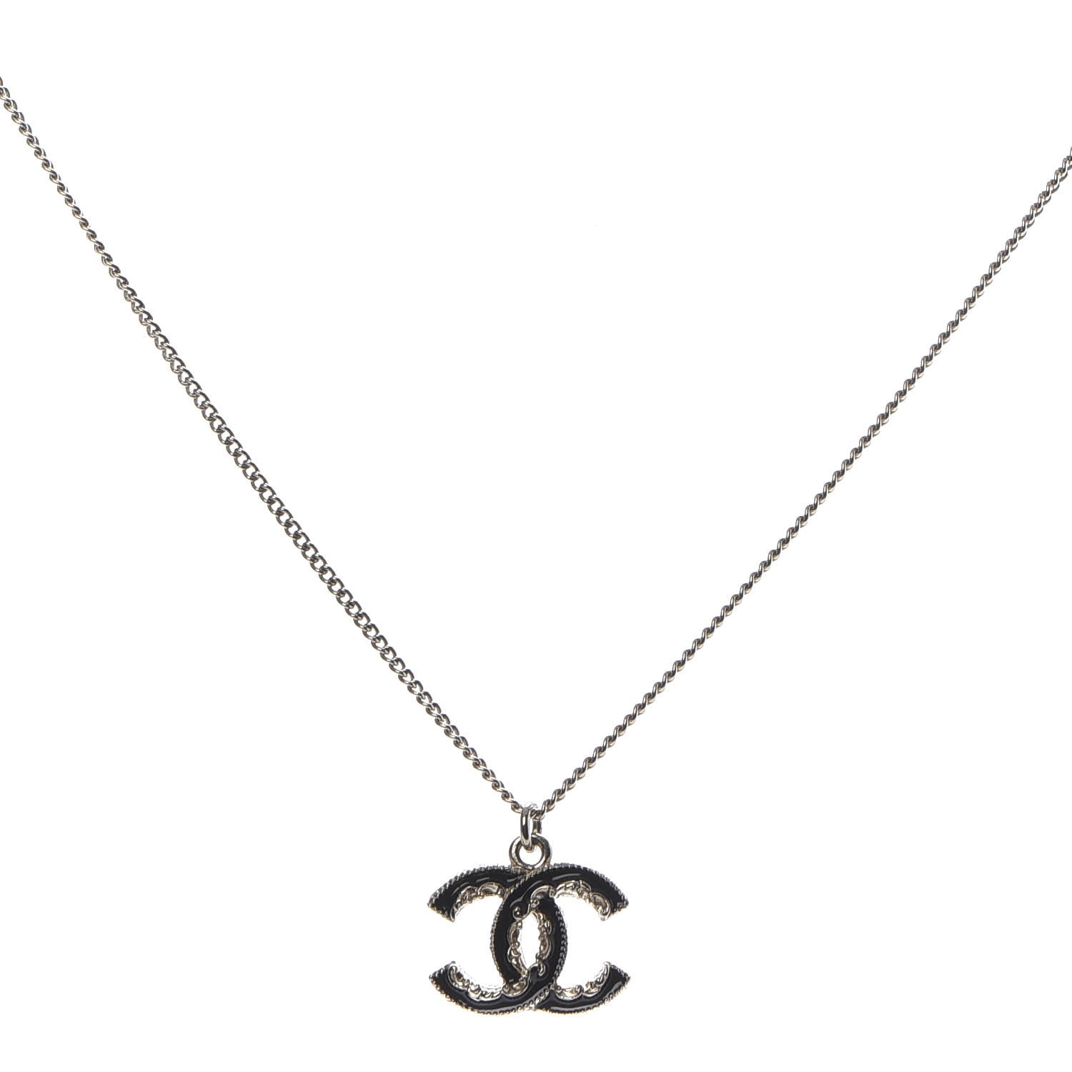 Chanel Enamel CC Baroque Necklace Black Gold 1 of 6