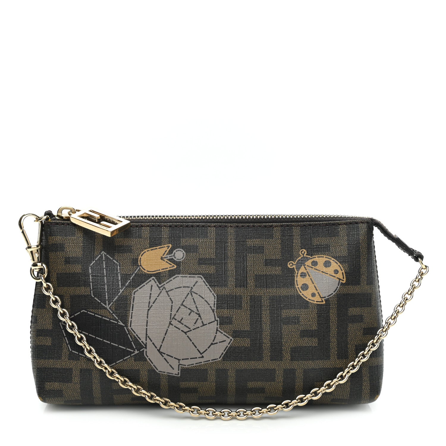 Fendi Zucca Spalmati Rose Ladybug Pochette Tabacco 1 of 10