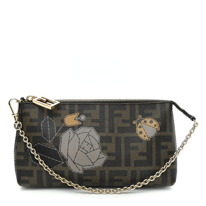 Fendi Zucca Spalmati Rose Ladybug Pochette Tabacco 1 of 10