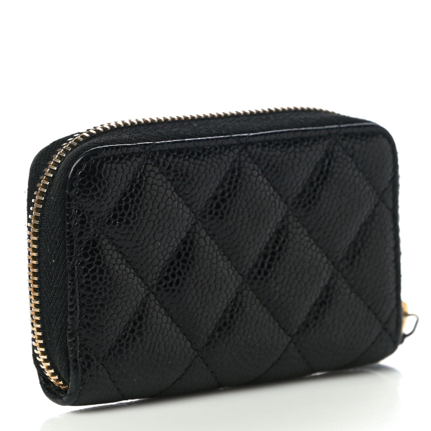 Caviar Quilted Zip Coin Purse Black