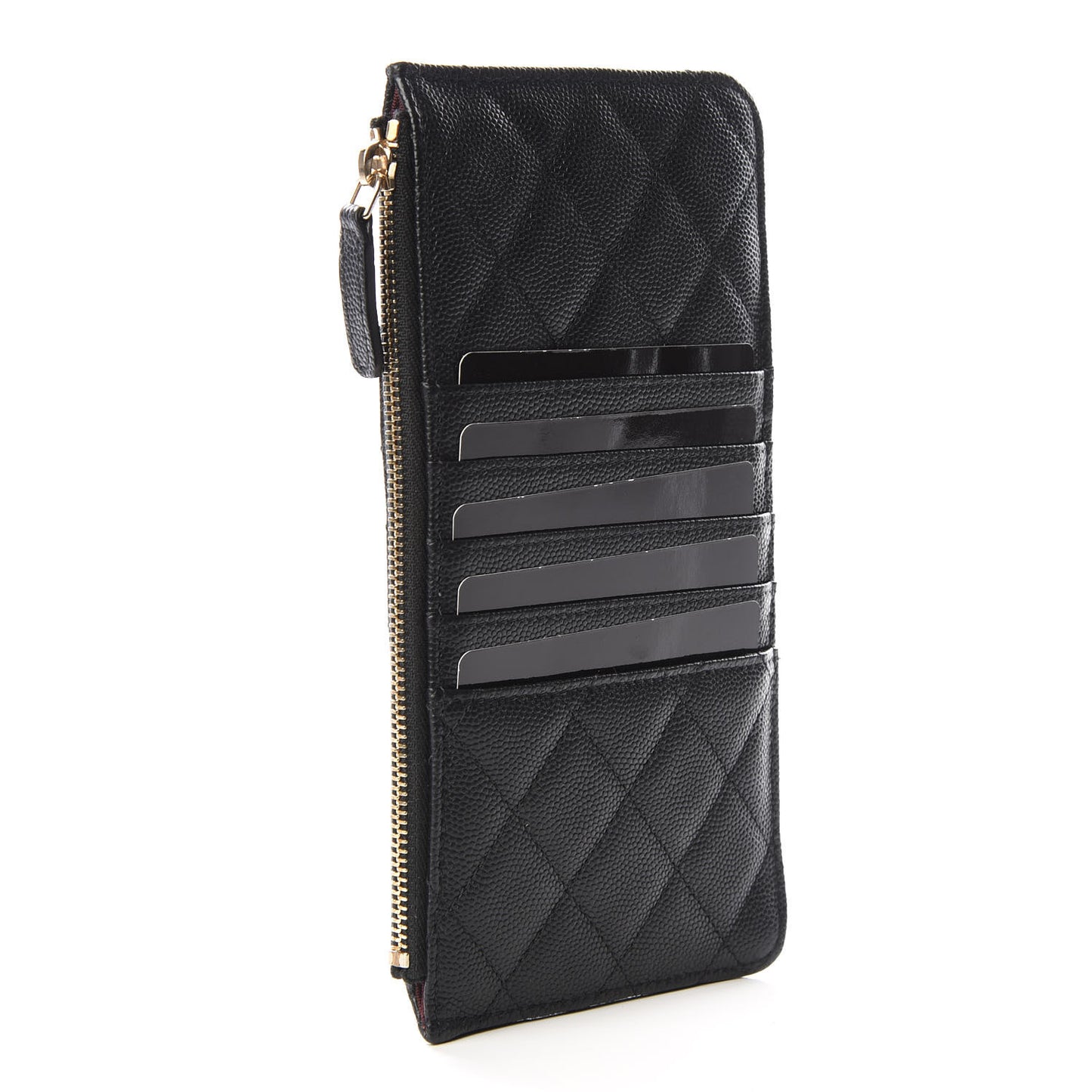 Caviar Quilted Classic Flat Wallet Pouch Black