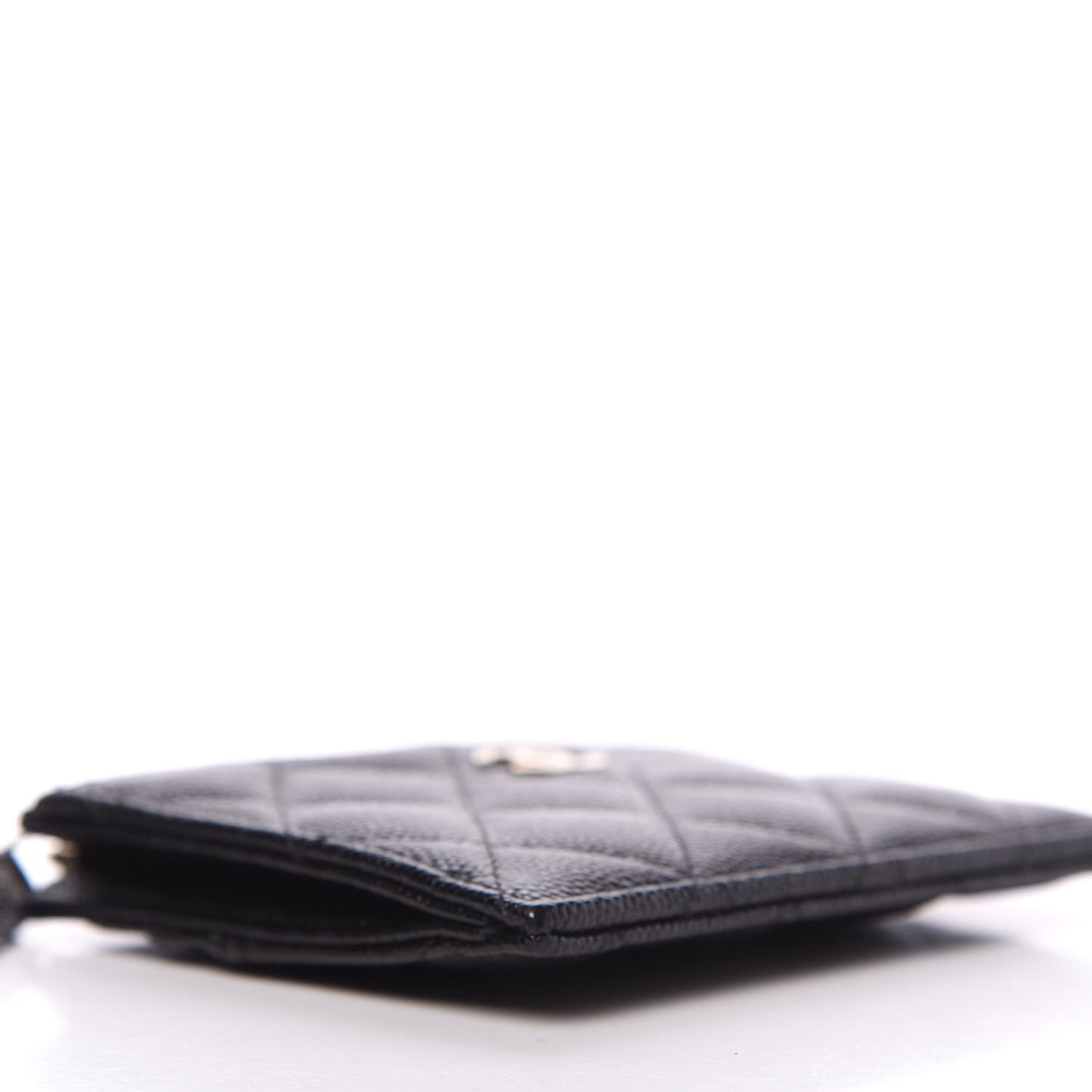 Caviar Quilted CC Zip Card Holder Black