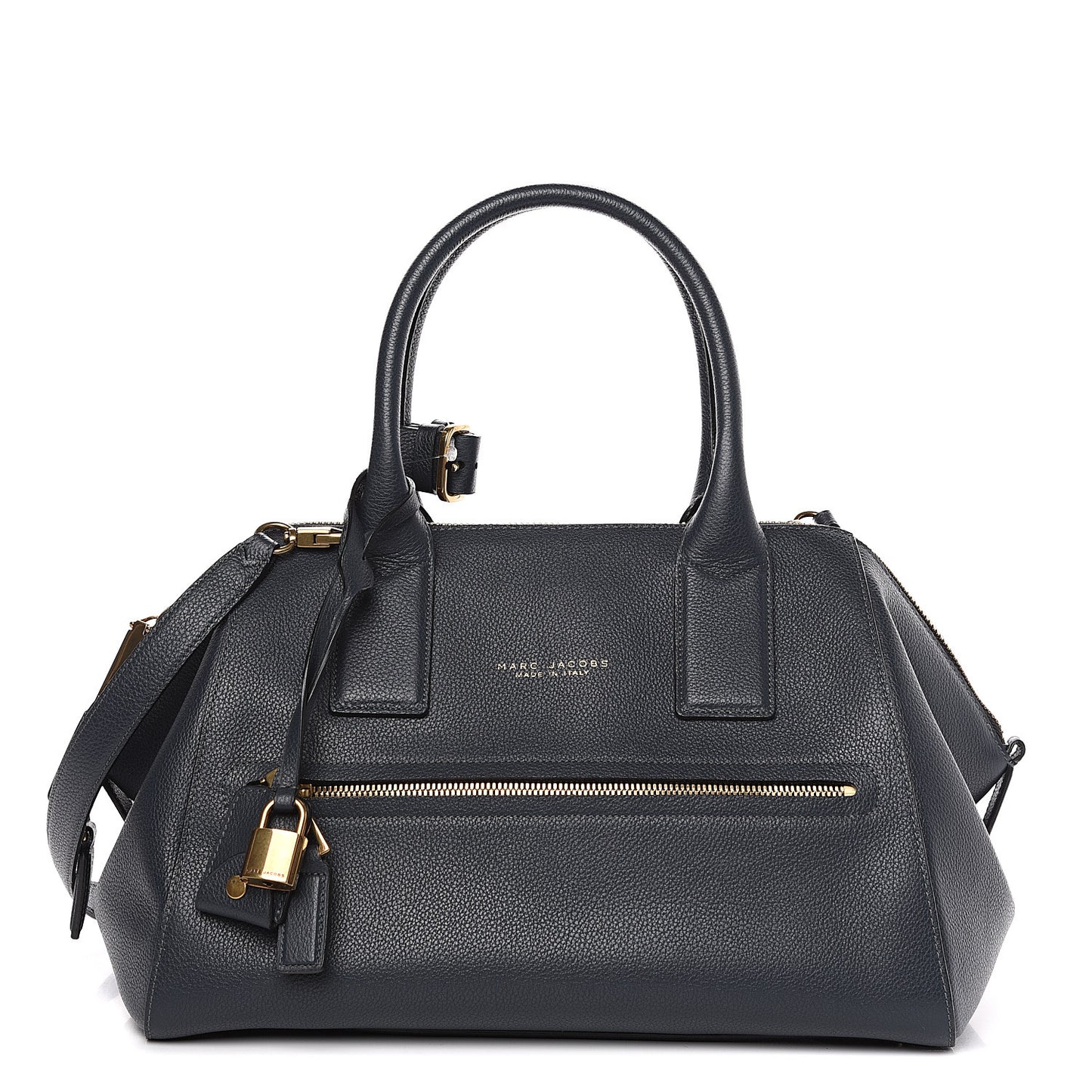 Textured Calfskin Medium Incognito Satchel Navy