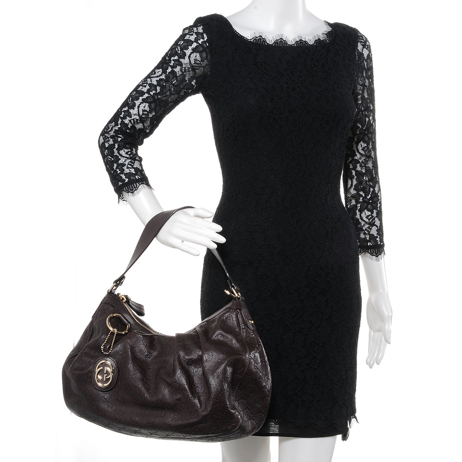 Gucci Guccissima Medium Sukey Hobo Dark Brown 2 of 11