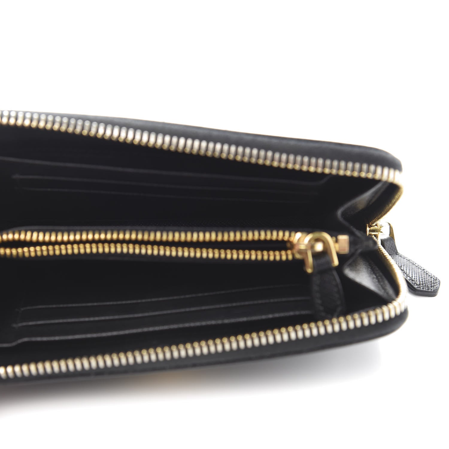 Prada Saffiano Metal Zip Around Wallet Black 5 of 8