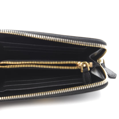 Prada Saffiano Metal Zip Around Wallet Black 5 of 8