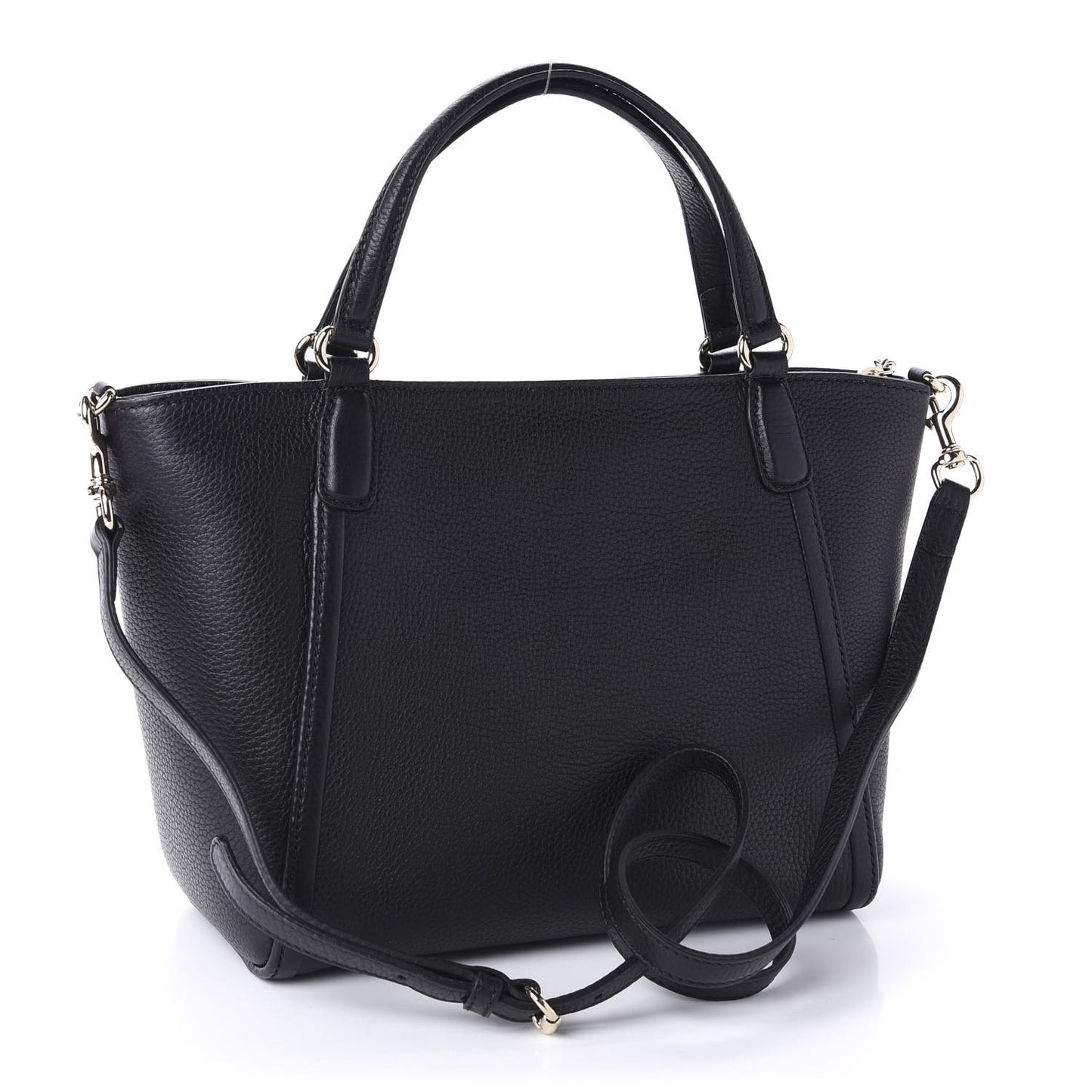 Pebbled Calfskin Small Soho Top Handle Bag Black