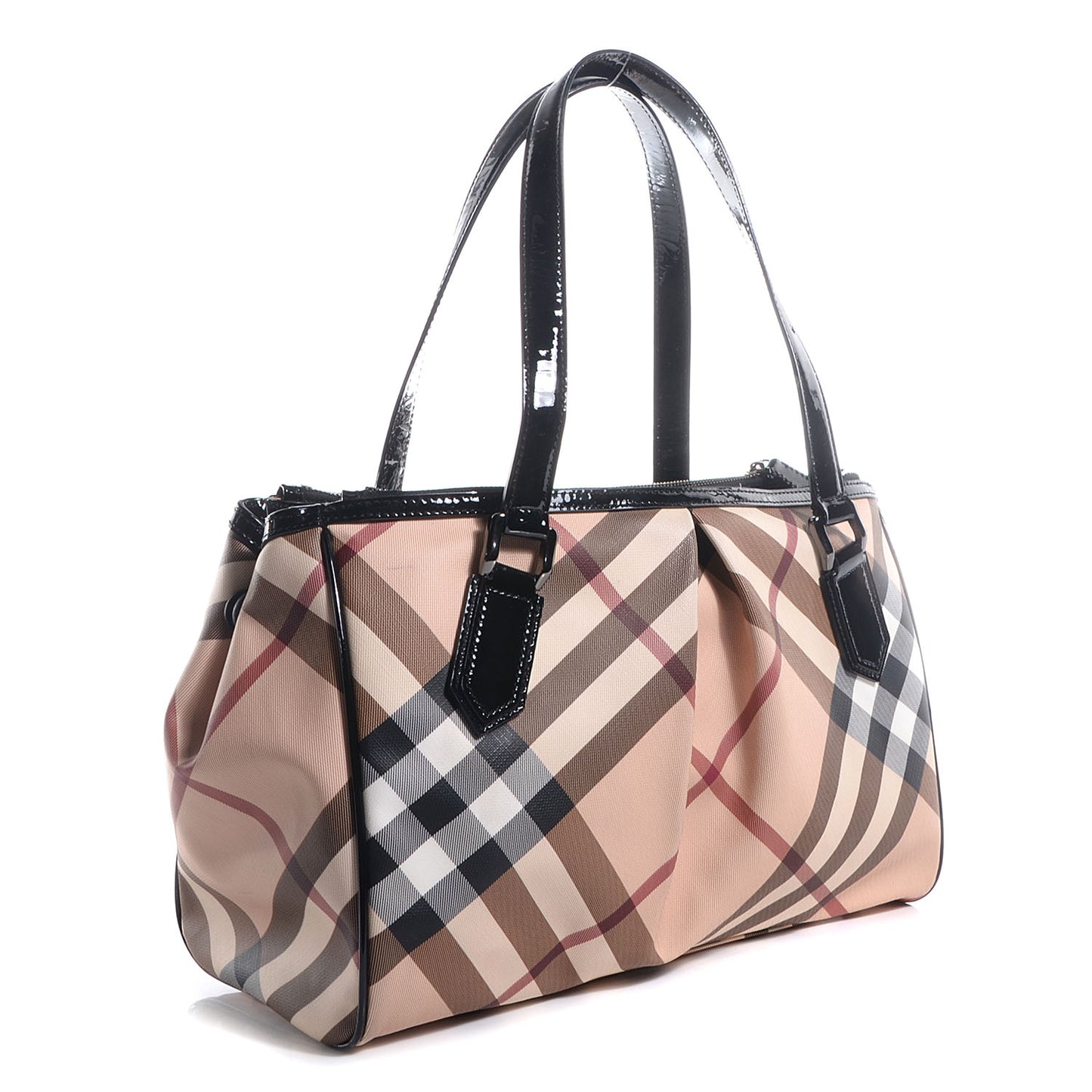 Patent Trim Supernova Check Medium Melbury Tote Black