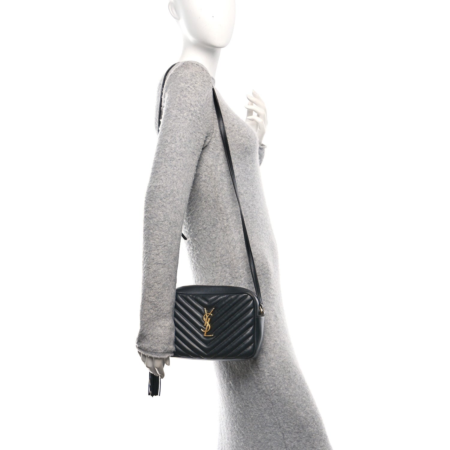 Saint Laurent Calfskin Matelasse Monogram Lou Camera Bag Black 2 of 10