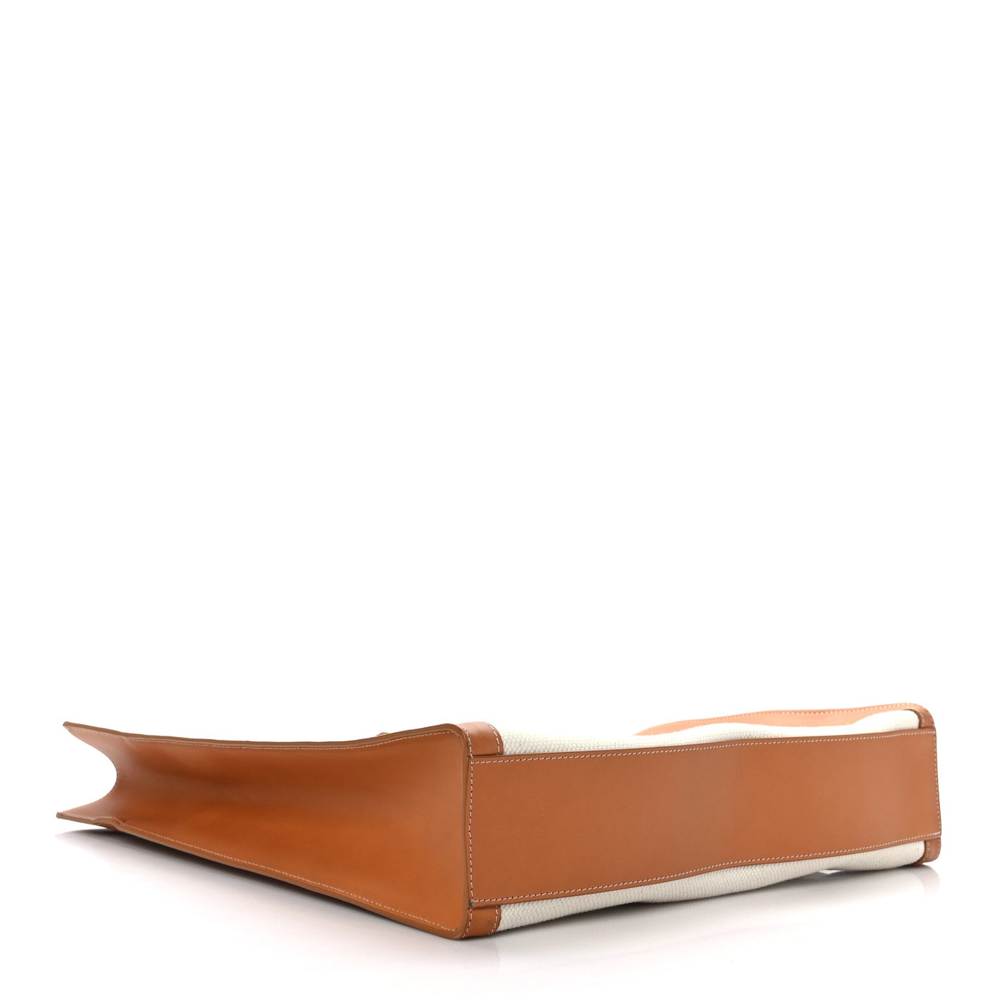 Canvas Calfskin Logo Print Vertical Cabas Natural Tan