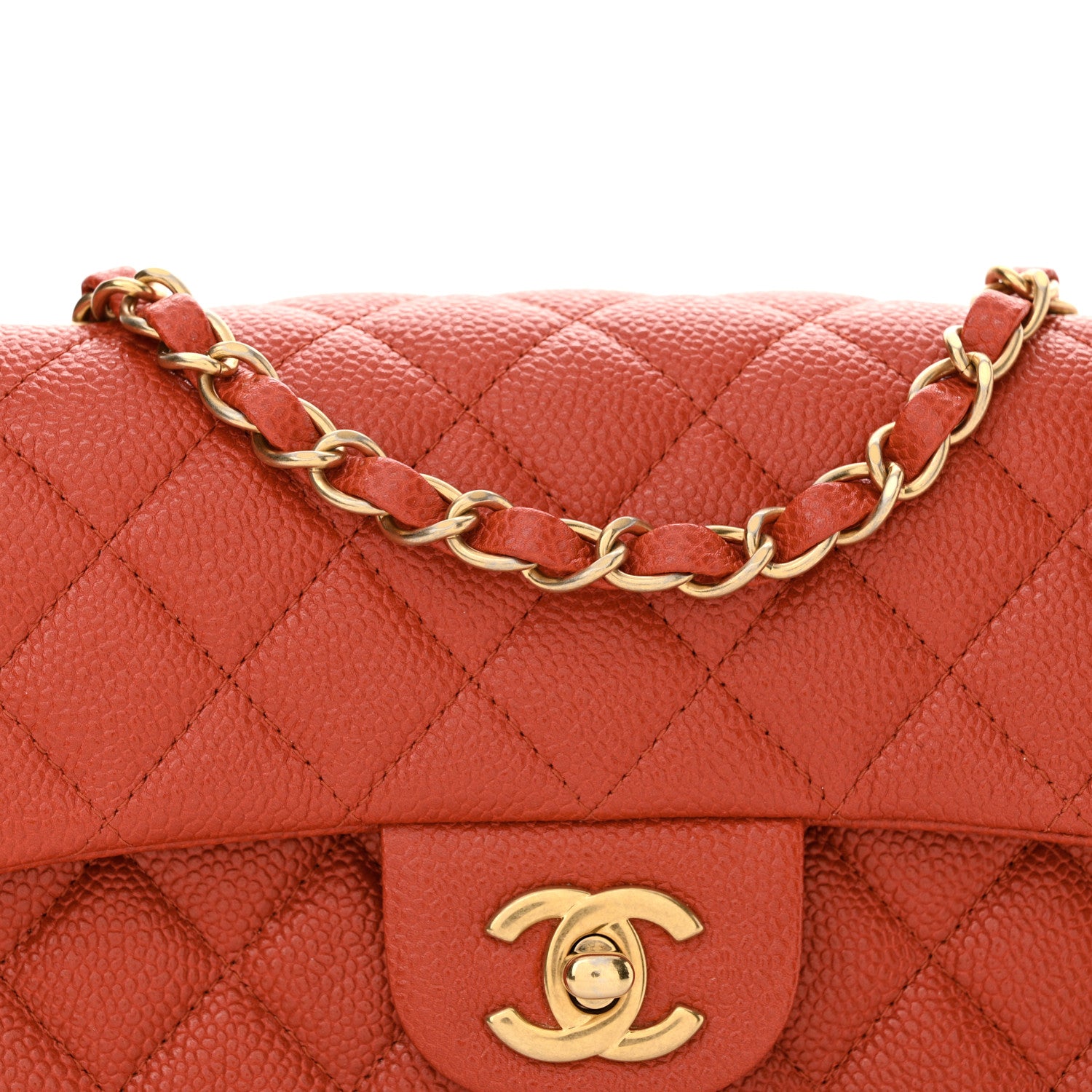 Chanel Pearly Caviar Quilted Mini Rectangular Flap Orange 8 of 11
