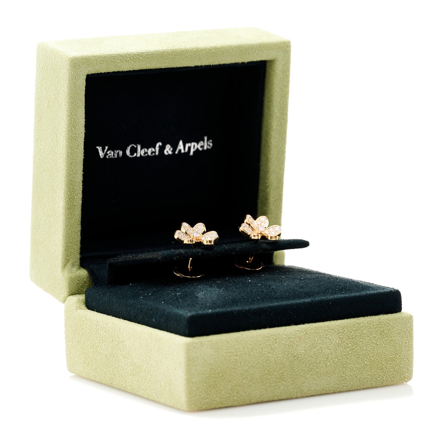 Van Cleef & Arpels 18K Rose Gold Diamond Mini Frivole Pave Earrings 5 of 5