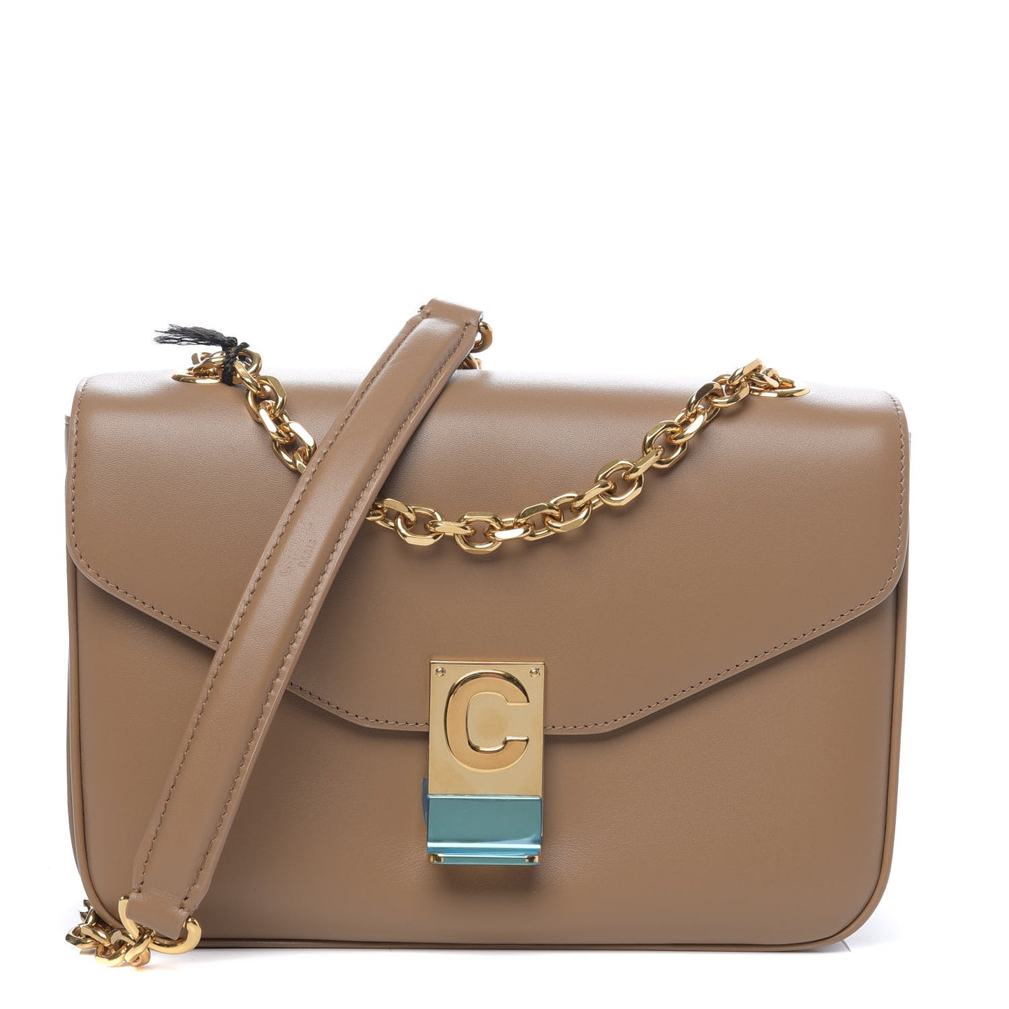Shiny Calfskin Medium C Bag Light Camel
