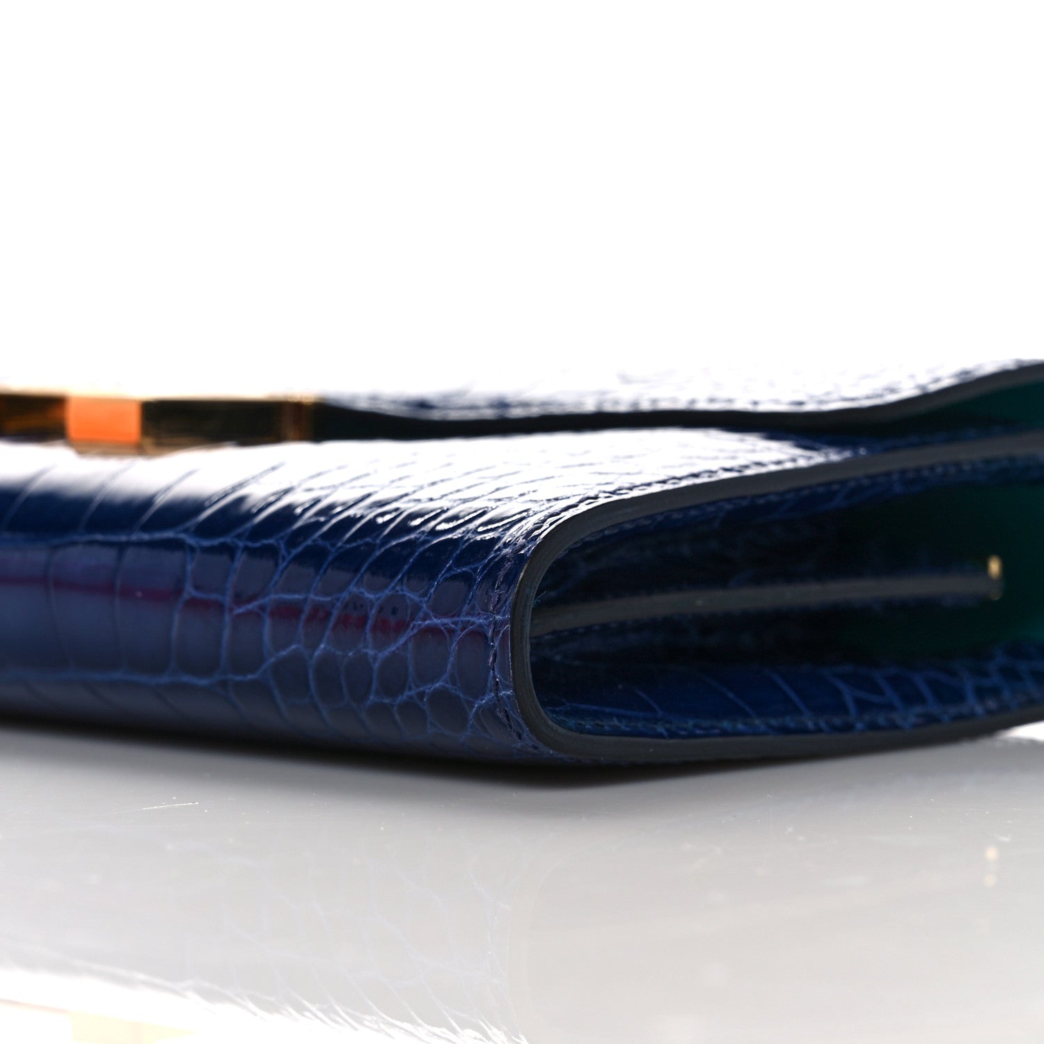 Hermes Shiny Alligator Verso Constance Long Wallet Bleu Saphir Bleu Paon 10 of 15