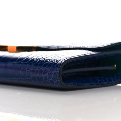 Hermes Shiny Alligator Verso Constance Long Wallet Bleu Saphir Bleu Paon 10 of 15