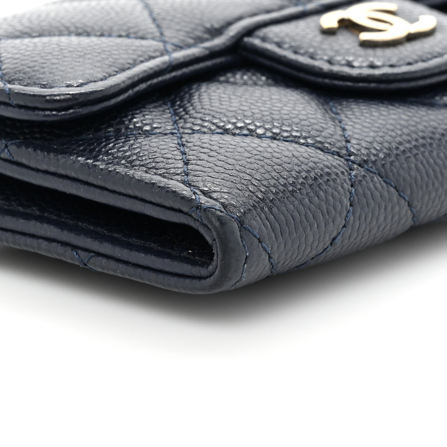 Chanel Caviar Quilted Flap Card Holder Wallet Navy 9 of 10