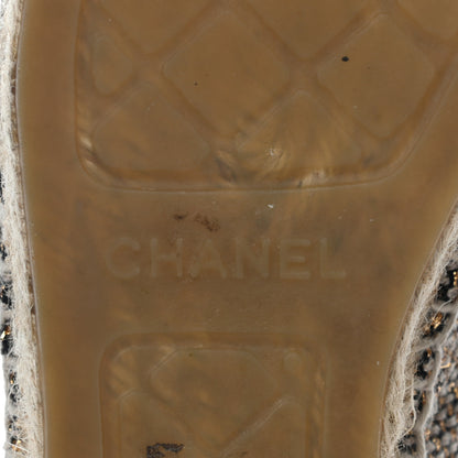 Chanel Tweed Grosgrain CC Espadrilles 36 Gold Beige Black 8 of 10