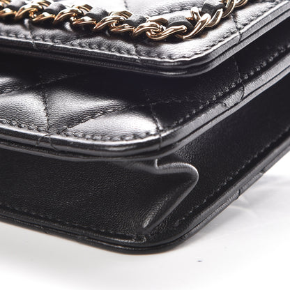 Chanel Lambskin Quilted Chain Around Wallet On Chain WOC Black 10 of 11