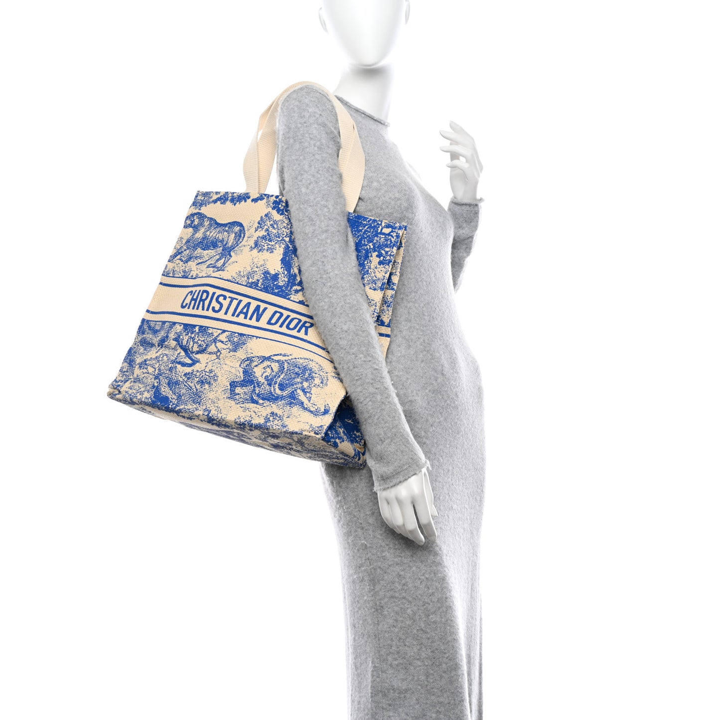 CHRISTIAN DIOR Straw Dioriviera Tote Blue