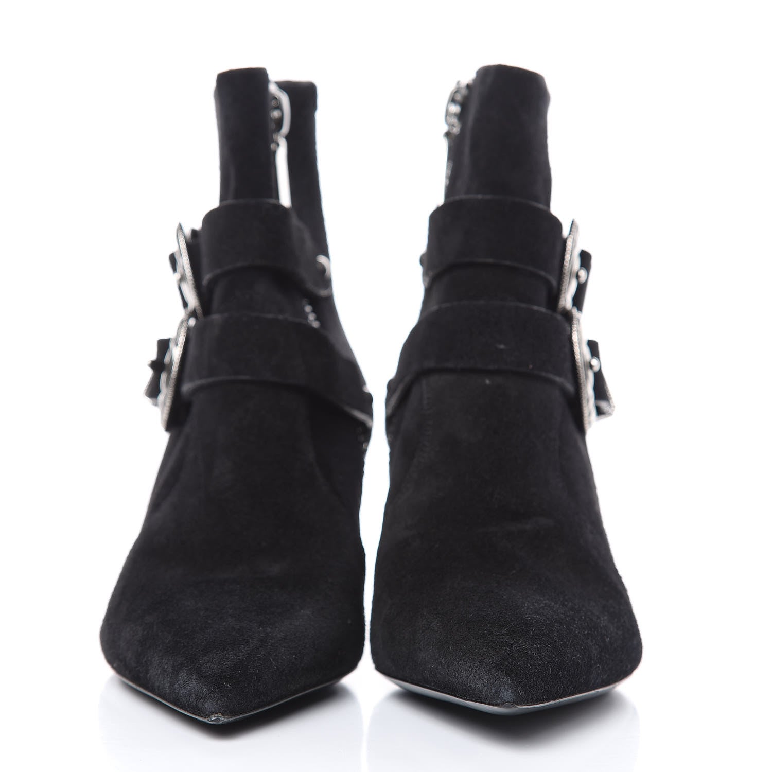 Saint Laurent Baby Wool Suede Charlotte Buckle 55 Booties 36.5 Black 2 of 7