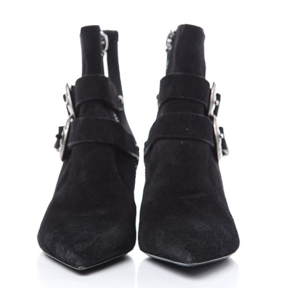 Saint Laurent Baby Wool Suede Charlotte Buckle 55 Booties 36.5 Black 2 of 7