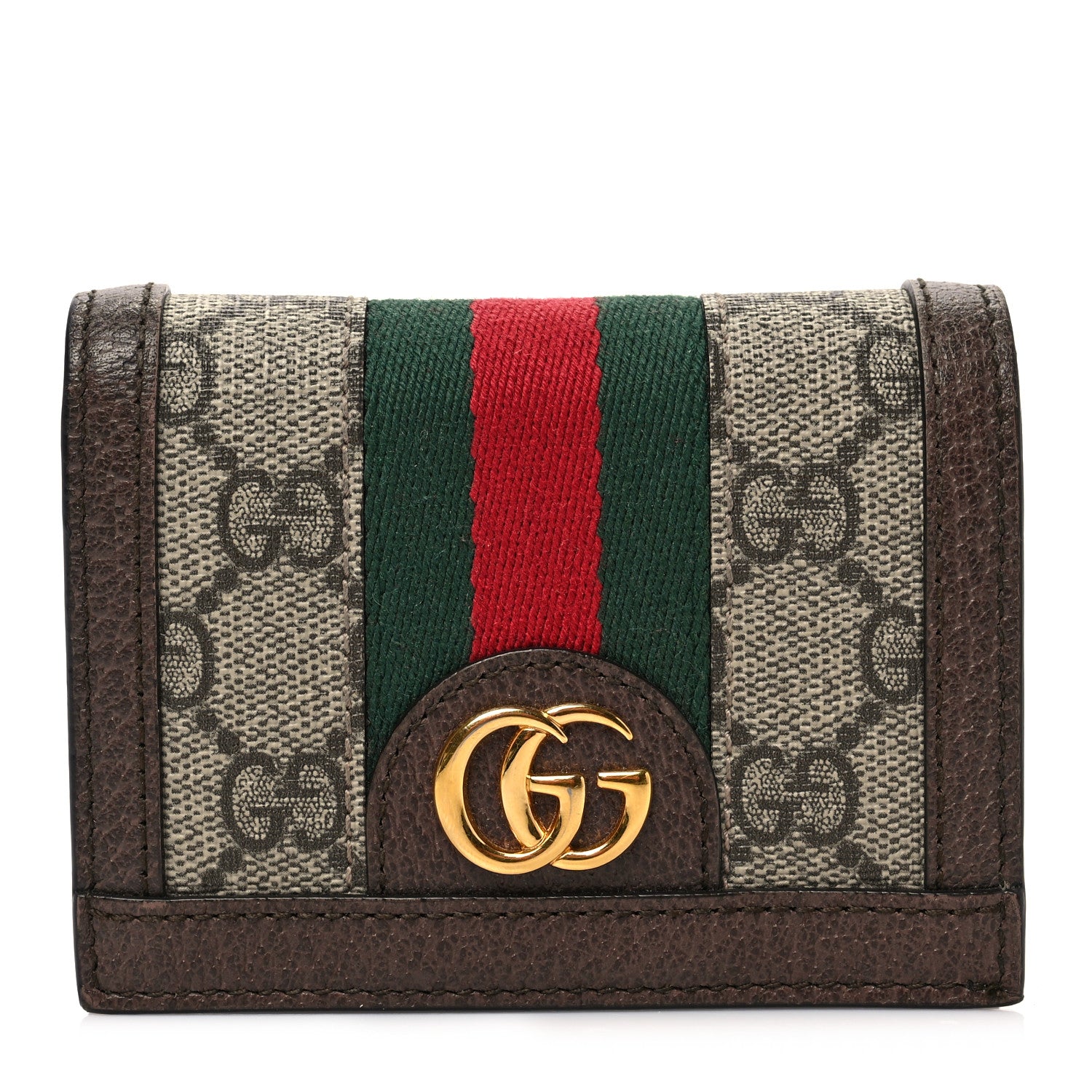Gucci GG Supreme Monogram Web Ophidia Card Case Beige New Acero 1 of 6