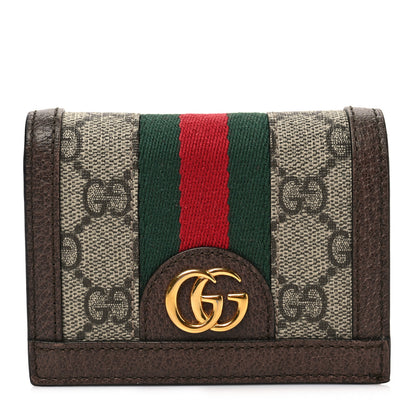 Gucci GG Supreme Monogram Web Ophidia Card Case Beige New Acero 1 of 6