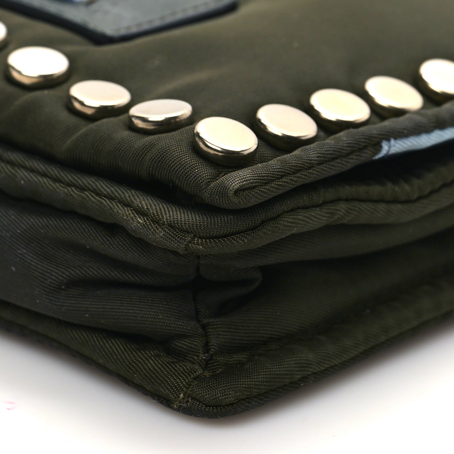 Tessuto Nylon Studded Mini Etiquette Flap Military Green